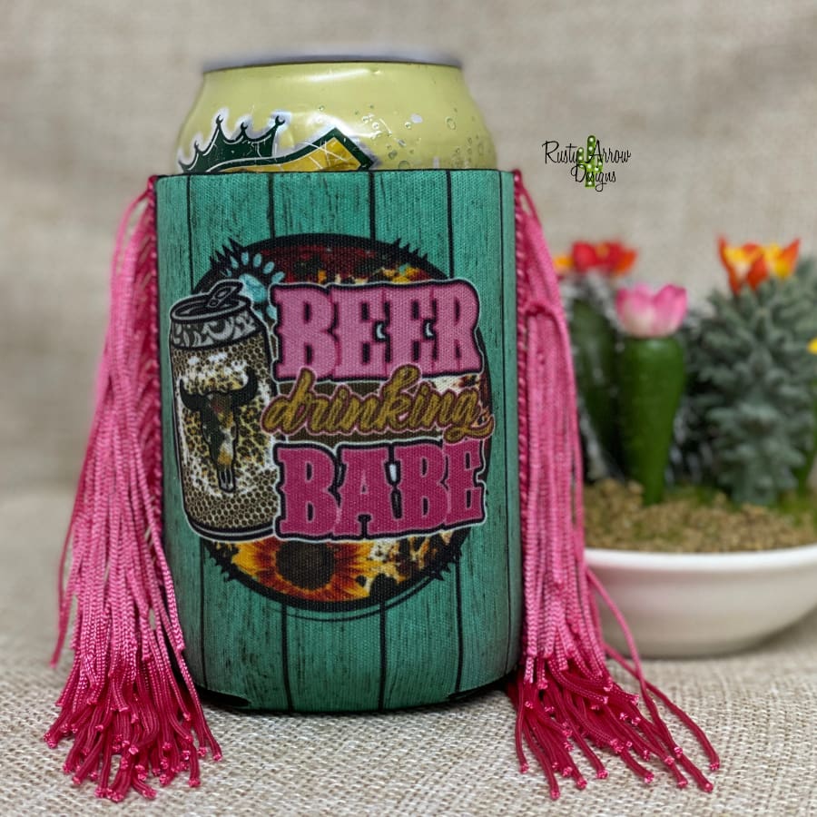 Regular Koozie Beer Babe  Fringe Koozie