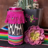 Slim Serape Cheetah Fringe Slim Can Neoprene Koozie - Koozie