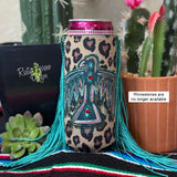 Slim Thunderbird Cheetah Fringe Koozie - Koozie