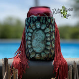 Turquoise Stone and Cheetah Fringe Trim 12 oz Koozie - Koozie