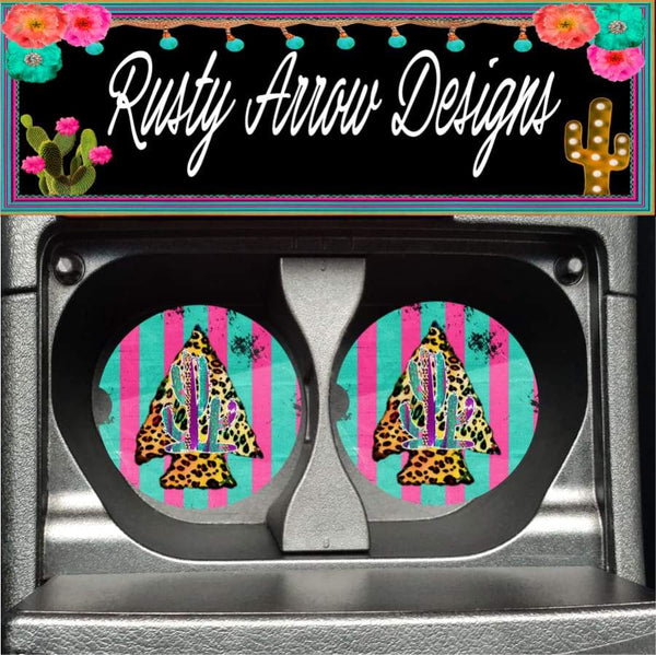 Arrowhead Cactus Set of 2 Car Coasters - Car Coasters