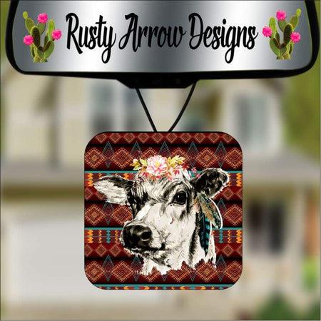 Turquoise and red Aztec Pumpkin Square Air Freshener