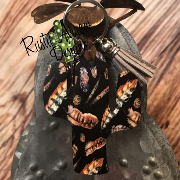 Back with Feathers Cactus Key Chain