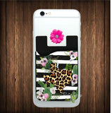 Black and White Stripe Cheetah Texas Cell Phone Credit Card Caddy - Card Caddy