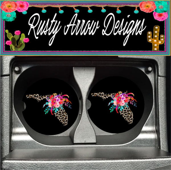 Black Cheetah Florida Set of 2 Car Coasters - Car Coasters