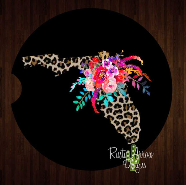 Black Cheetah Florida Set of 2 Car Coasters - Car Coasters