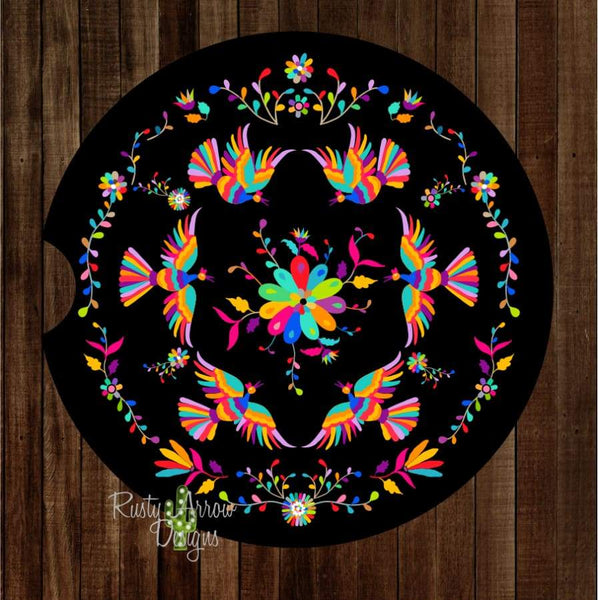 Black Mulit Otomi Set of 2 Car Coasters - Car Coasters