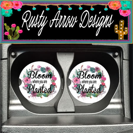 Coffee and Flowers Set of 2 Car Coasters