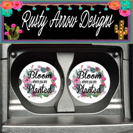 Sugar Skull Black Set of 2 Car Coasters