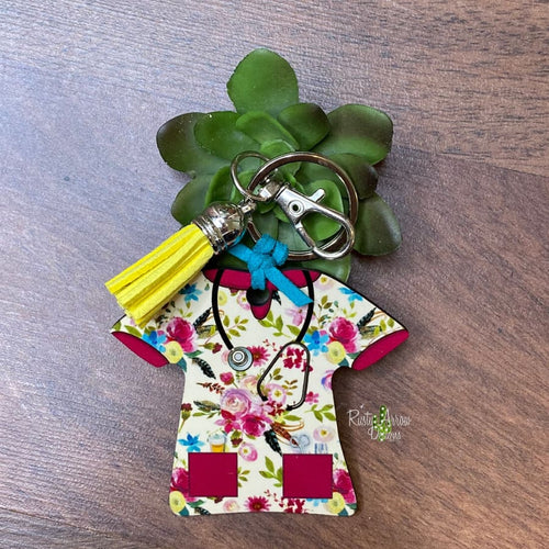 Boho Flowers Nurse Scrub Key chain