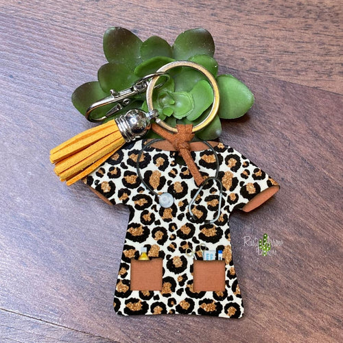 Brown Cheetah Nurse Scrub Key chain