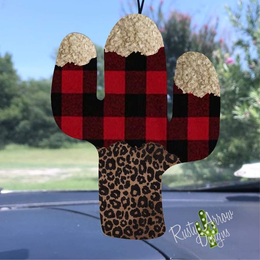 Buffalo Plaid and Cheetah Cactus Air Freshener