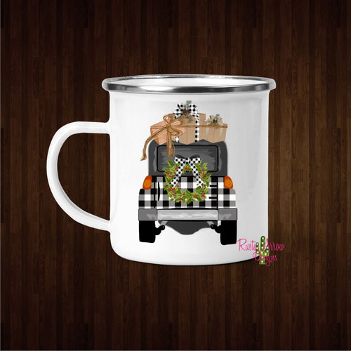 Buffalo Plaid Jeep 11oz Metal Camp Mug - Mug