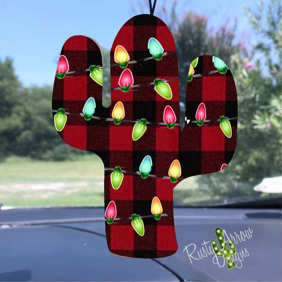 Buffalo Plaid with Lights Cactus Air Freshener