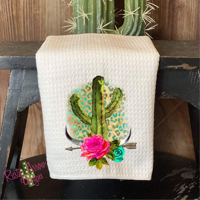 Cactus and Arrow Waffle Weave Tea Towel