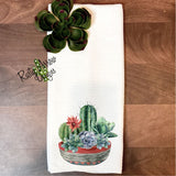 Cactus and Succulent Pot Waffle Weave Tea Towel