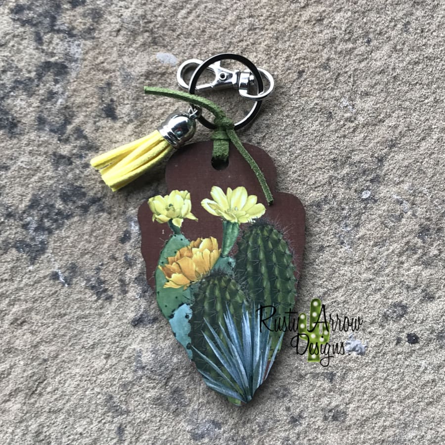 Cactus Flower Arrow Head Key Chain