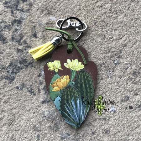 Green with Cactus Arrow Head Key Chain