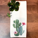 Cactus Flowers Waffle Weave Tea Towel