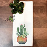 Cactus in Terra Cotta Pot Waffle Weave Tea Towel