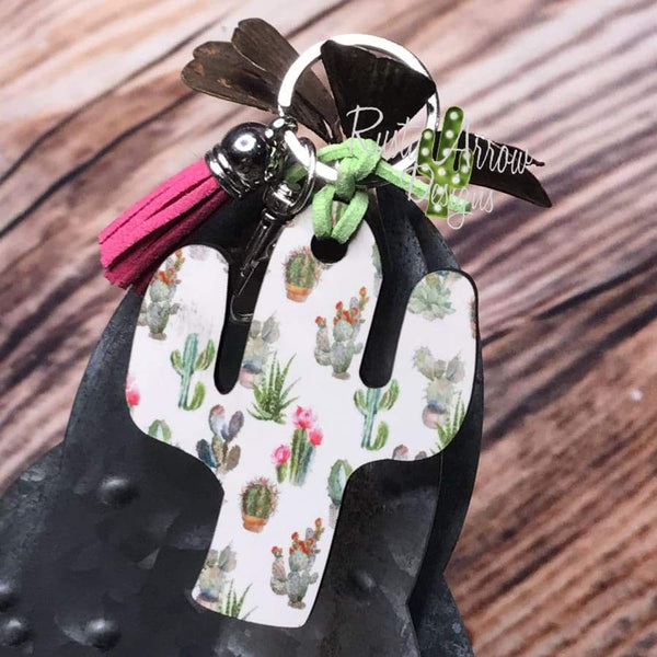 Cactus Key Chain - White small Cactus plants