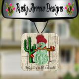 Cactus Snowman Square Air Freshener - Air Freshener
