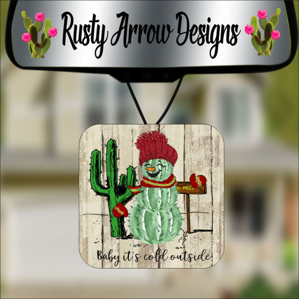 Cactus Snowman Square Air Freshener - Air Freshener