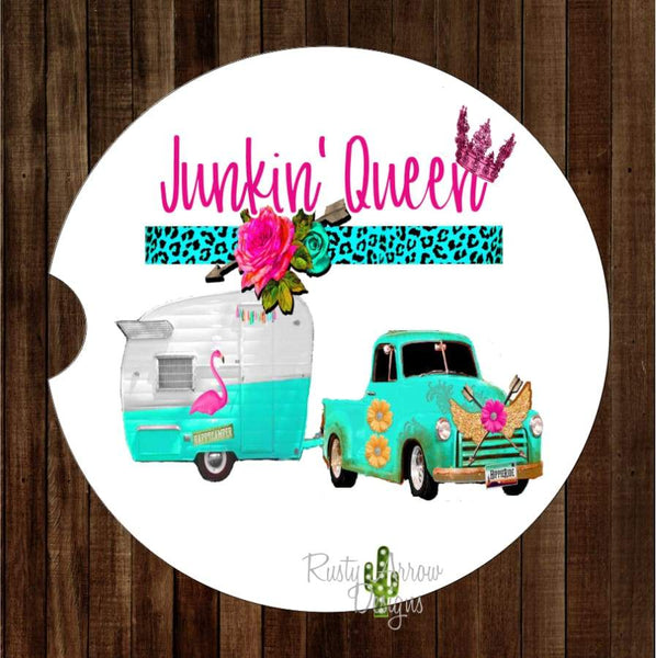 Camper Junkin Queen Set of 2 Car Coasters - Car Coasters
