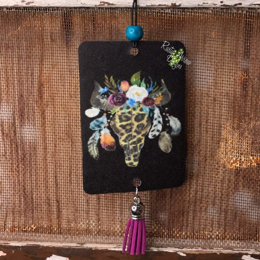 Car Scents Cheetah floral Steer Head Car Air Freshener