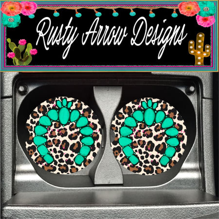 Sugar Skull Black Set of 2 Car Coasters