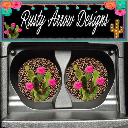 Sugar Skull Black Set of 2 Car Coasters