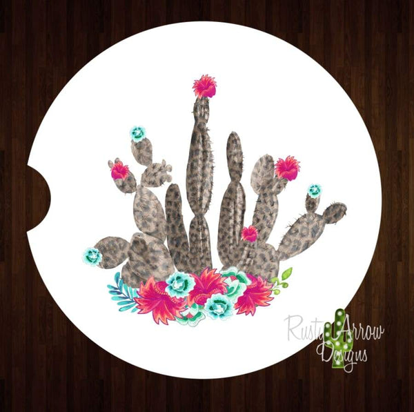 Cheetah Cactus Set of 2 Car Coasters - Car Coasters