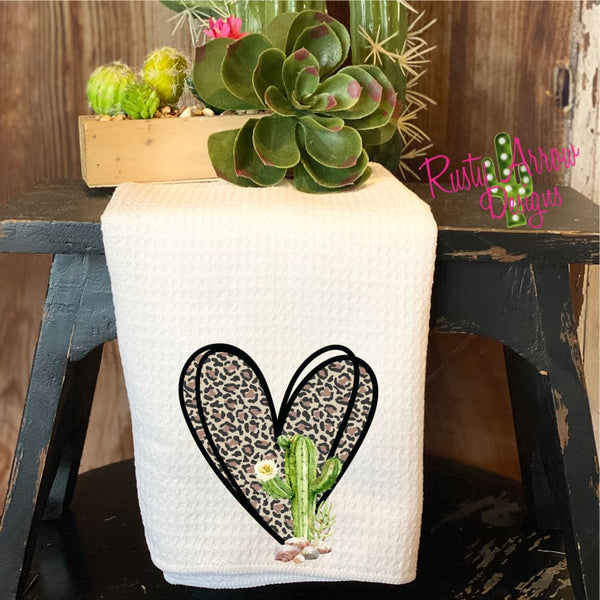 Cheetah Cactus Waffle Weave Tea Towel
