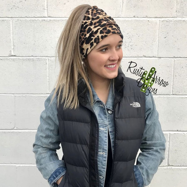Cheetah Peek-A-Boo Messy Bun Beanies