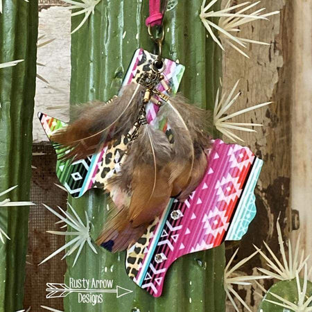 Serape Bull Skull Texas Rear view mirror charm, Rear view mirror accessories, Rear view mirror accessory, rear view mirror ornament