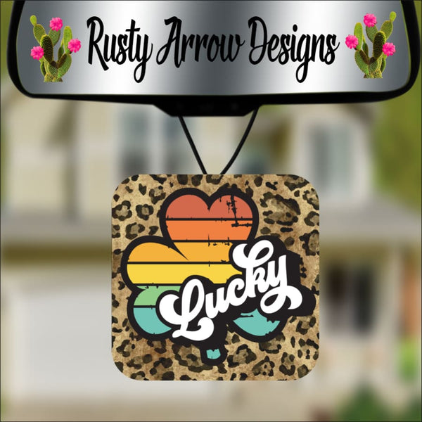 Cheetah Rainbow Clover Square Air Freshener - Air Freshener