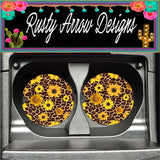 Cheetah Sunflowers Set of 2 Car Coasters - Car Coasters