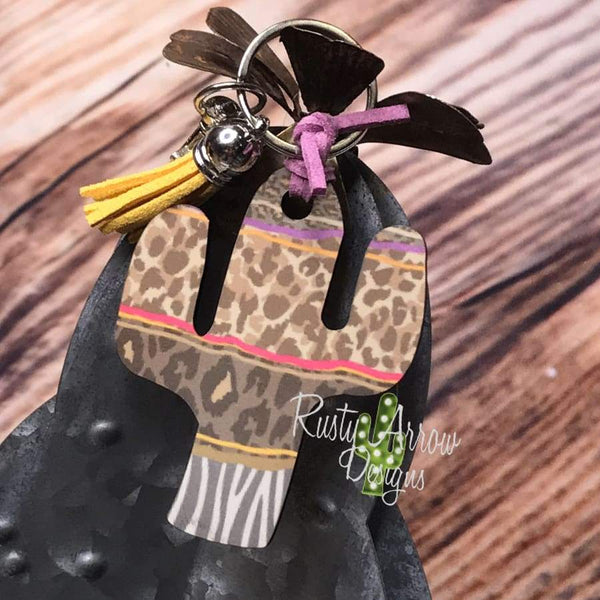 Cheetah & Zebra Cactus Key Chain