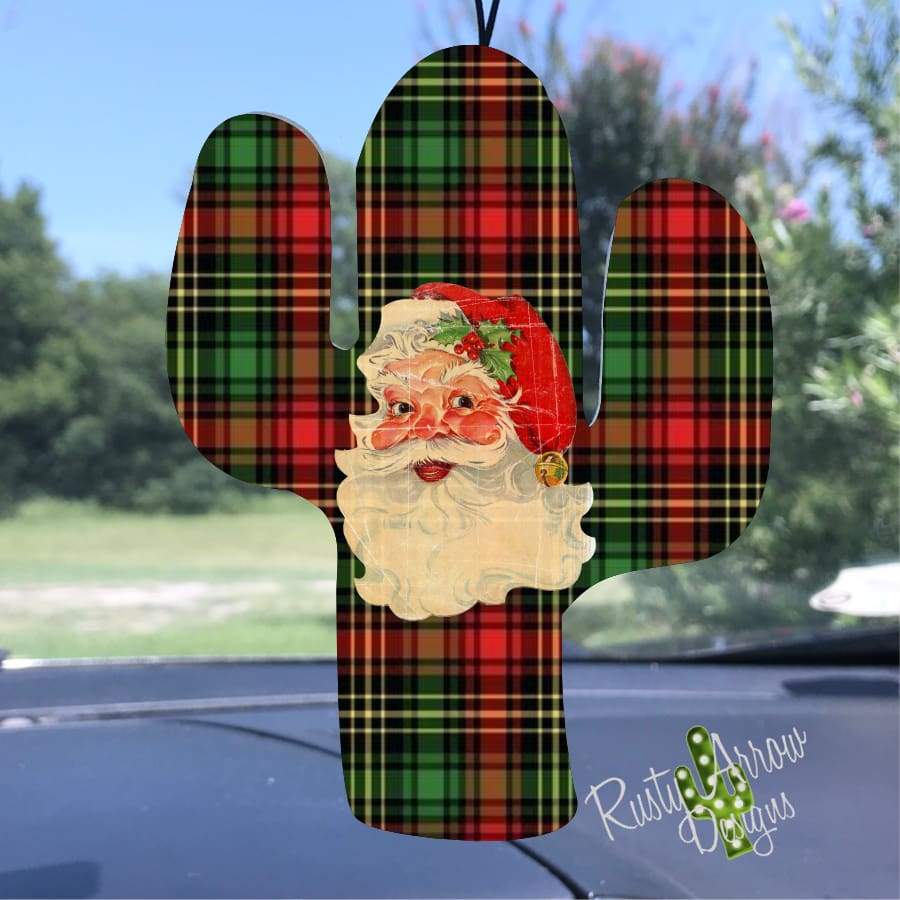 Christmas Plaid Santa Cactus Air Freshener