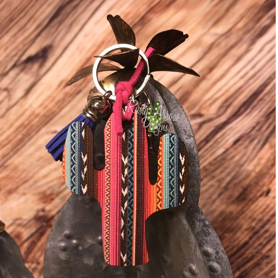 Colorful Stripe Cactus Key Chain