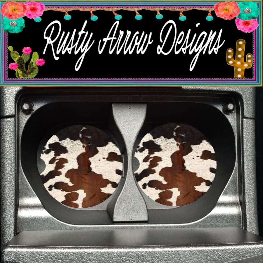 Cow Print Set of 2 Car Coasters
