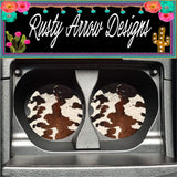 Cow Print Set of 2 Car Coasters - Car Coasters