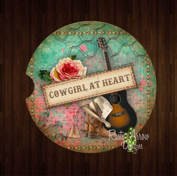 Cowgirl At Heart Set of 2 Car Coasters - Car Coasters