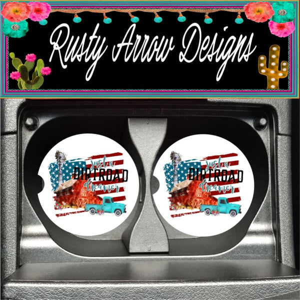 Dirt Road Dreamer Set of 2 Car Coasters - Car Coasters
