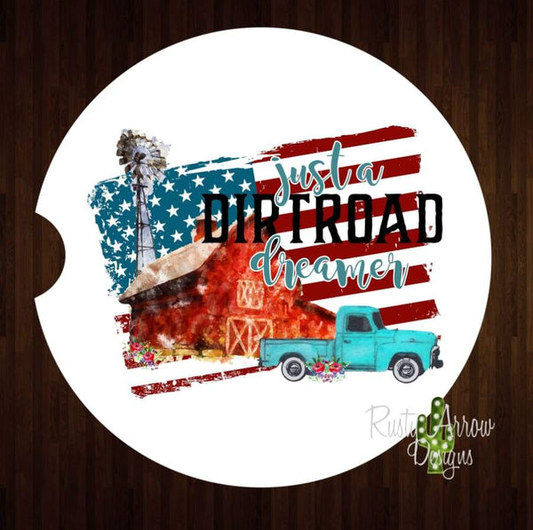 Dirt Road Dreamer Set of 2 Car Coasters - Car Coasters