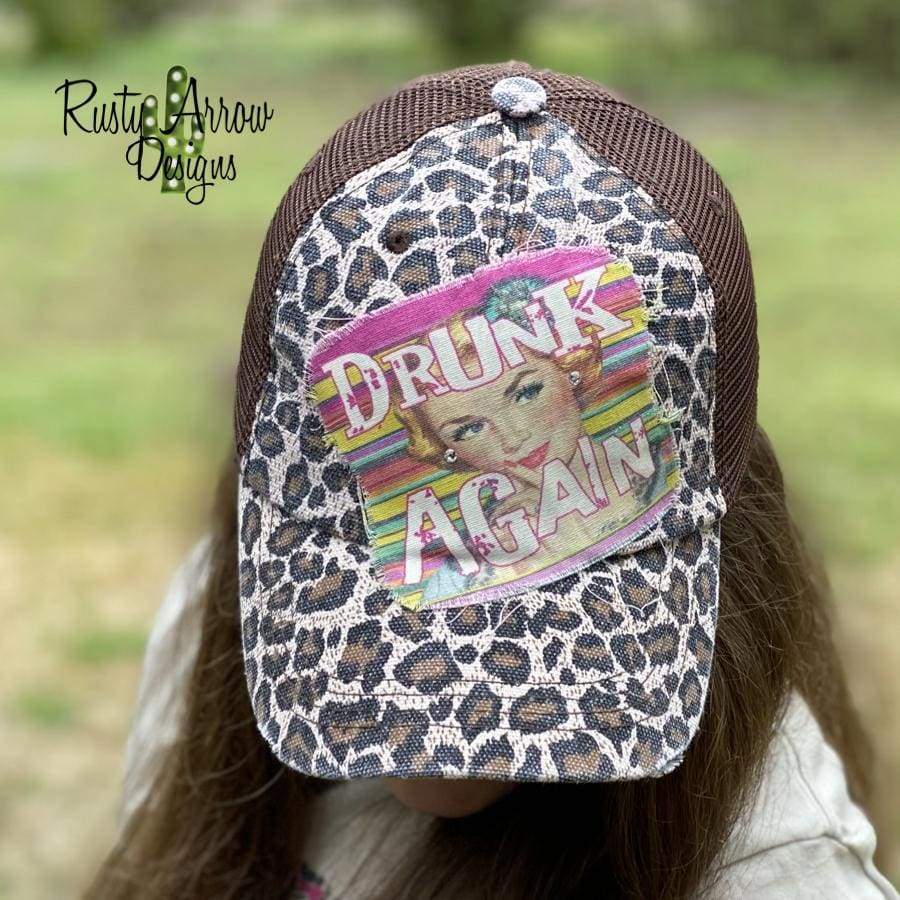 Drunk Again Cheetah Trucker Hat