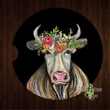 Farm Cow Set of 2 Car Coasters - Car Coasters