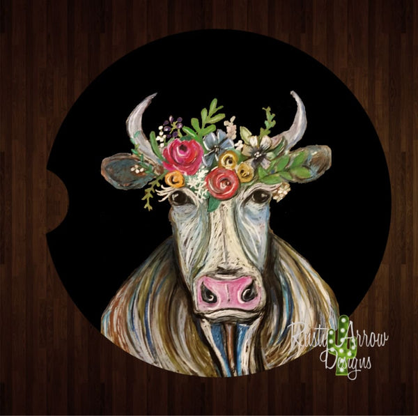 Farm Cow Set of 2 Car Coasters - Car Coasters