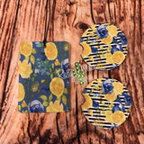 Floral and Stripes Air Freshener and Coaster Set Blue - Air Freshener