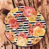 Floral and Stripes Air Freshener and Coaster Set Orange 1 - Air Freshener